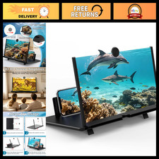 12" HD Phone Screen Magnifier, 3D Enlarger Projector for Movies Gaming, Foldab