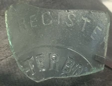 Aqua Sea Glass “REGISTER Water Bottle Shard | Embossed Vintage Glass Beach Found