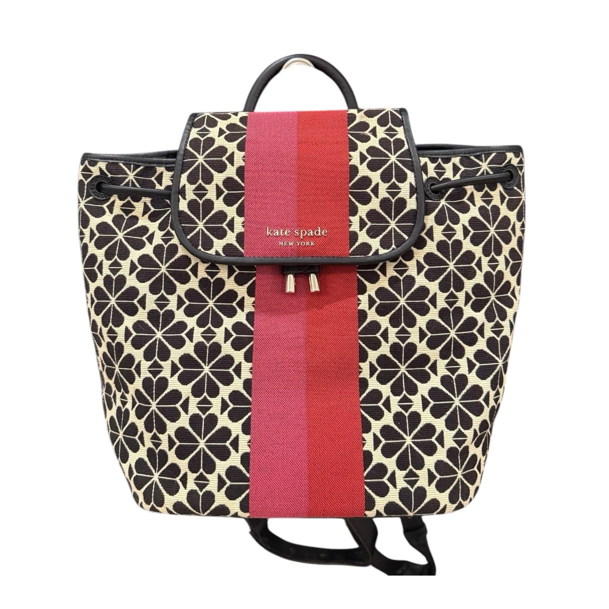 kate spade Maroon and Pink Floral-Print Drawstring Backpack Kate Spade Flower Jacquard Sinch Medium Flap Backpack Cream  main image 2