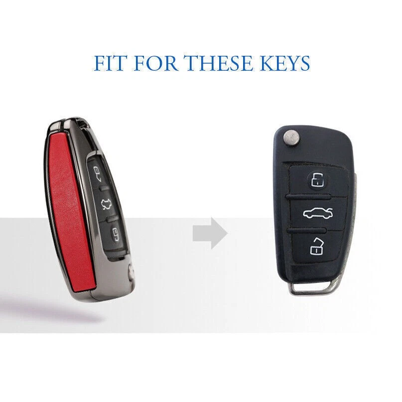 Aleación de Zinc Cuero Coche Control Remoto Llavero Estuche Cubierta Bolsa Para Audi A1 A3 S3 Q3 Q7 TT Foto 2 de 4