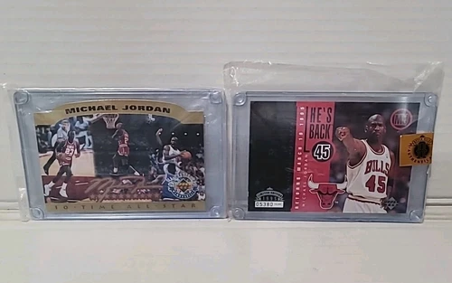1995 & 96 Upper Deck Michael Jordan Chicago Bulls All Star / He's Back Big Card 