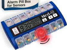 Digital Pill Box with Alarms, Monthly Organizer with Lights & Beeping Reminders