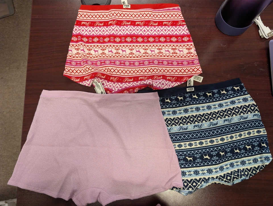 Victoria's Secret Panty Lot Of 3 Dorm Boyshort Lilac Wild Rose Blue M NWT - Image 2 of 4