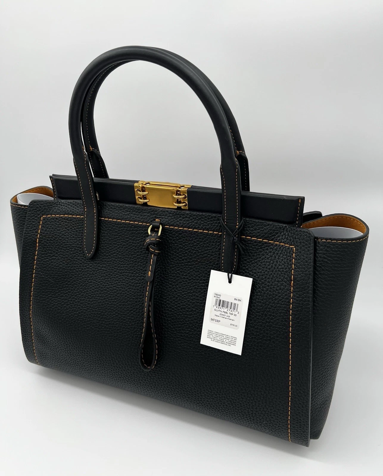 Coach Black Troupe Carryall 35 stile 78500 nuovo con etichetta prezzo al pubblico consigliato $795