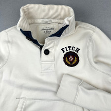 Vtg Abercrombie  Fitch Sweater Mens 2XL Ivory Muscle Henley Heavy Y2K Ribbed