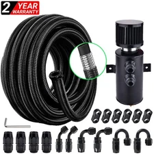 Alloy Baffled Motor Oil Catch Can 750ML 10AN w/ 10ft Hose Fuel Line Fittings Kit