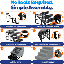 AKC 4-Step Pet Stairs Durable Non-Slip Steps Small Dogs Cats Washable Cover Lbs