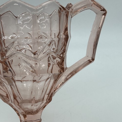 Vtg Pink Depression Glass Open Sugar Bowl Double Handle Vase MCM Shabby Chic - Picture 19 of 21