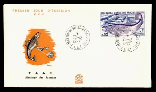 DR WHO 1977 FRENCH ANTARCTIC FSAT FDC FISH CACHET M70641