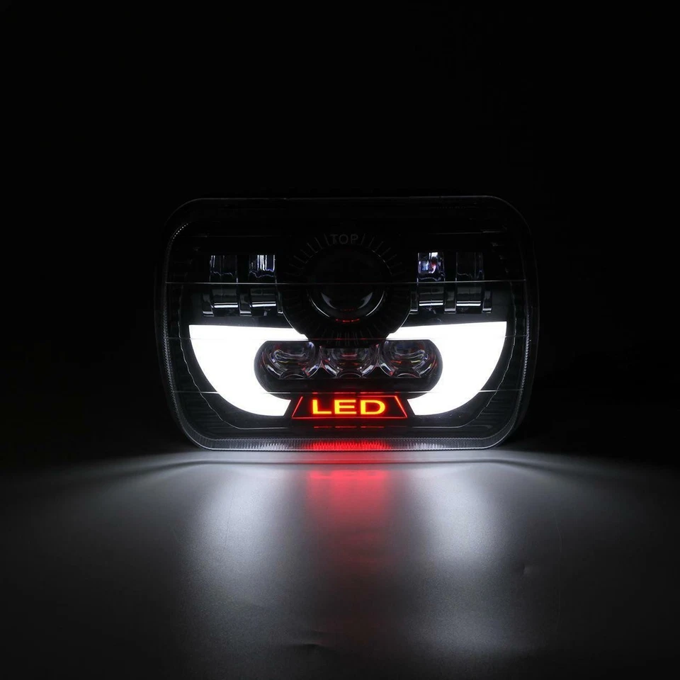 Faro LED halo de 5x7" 7x6" señal de giro Hi-Lo para Jeep Cherokee XJ Wrangler YJ Foto 3 de 4