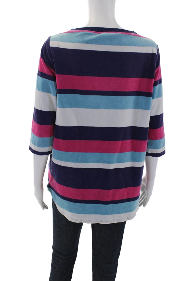 Marc By Marc Jacobs Womens Cotton Striped Soft Textured Colorblock Top Size S - Image 3 of 4