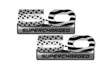 2x American Flag Coyote 5.0 Engraved Car Emblem Badges Fender Supercharge Racing