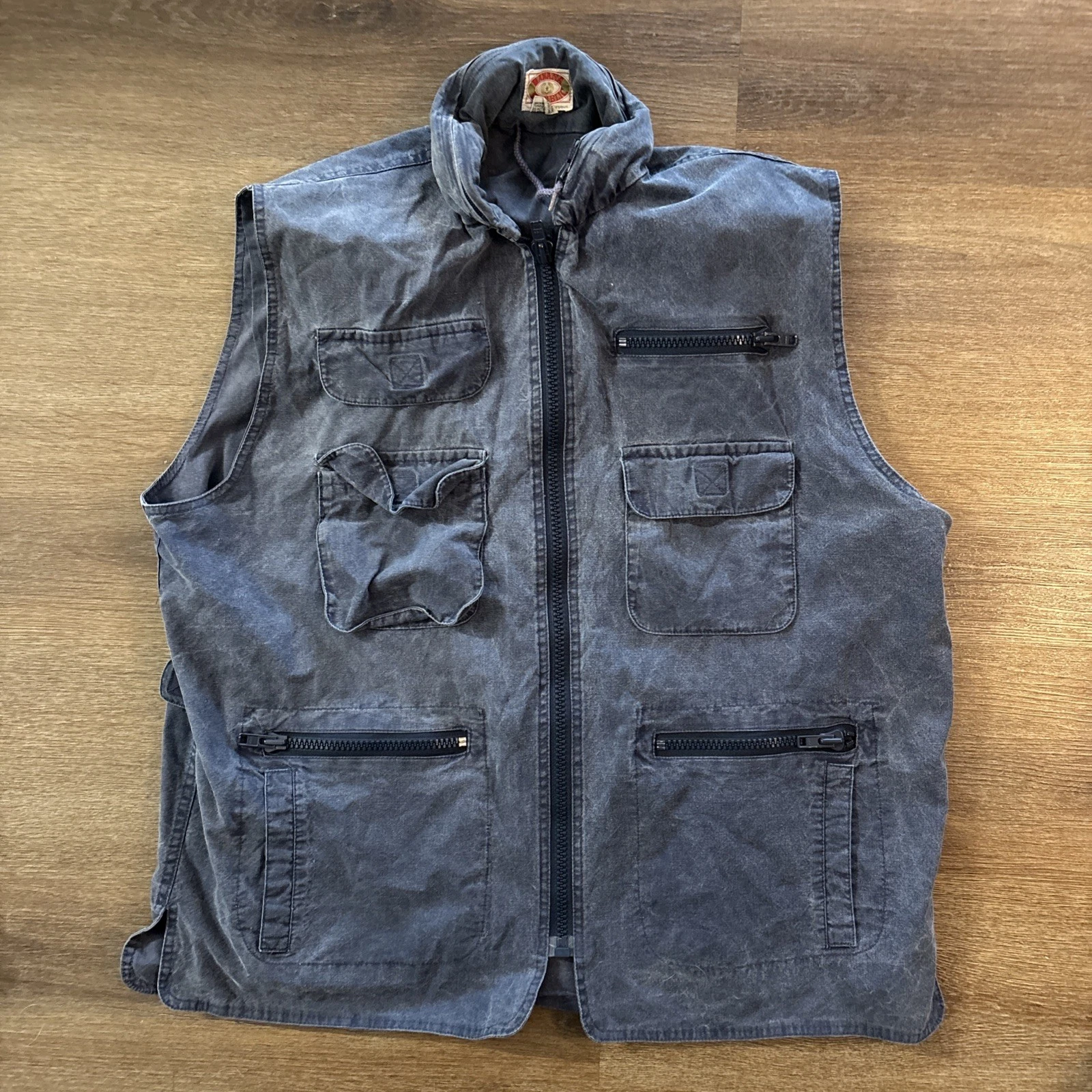 Vintage 80s Banana Republic Safari Vest Hooded Photographer Travel Pockets XL