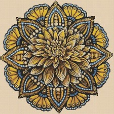 Mandala Gold and Blue Counted Cross Stitch CHART No. 6-420FF