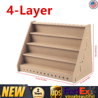 4 - Layer Wooden Paint Bottle Rack Model Organizer Storage Holder