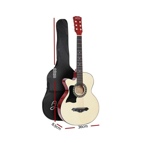38" Wooden Acoustic Guitar 6-String LH Natural Auditorium Alpha - Picture 2 of 6