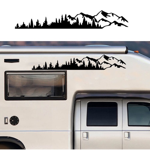 2X Aufkleber Wohnwagen Wohnmobil Caravan Camper Auto Berge Wald Landschaft 100cm - Bild 7 von 13