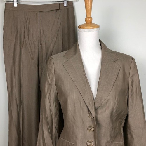 Ann Taylor Tan Pink Stripe Pant Suit 