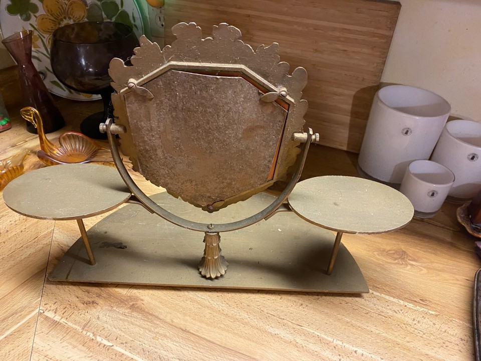 Antique Vintage Art Nouveau Victorian Swivel Mirror Vanity Wood Cast