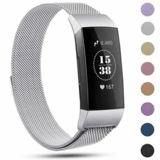 For Fitbit Charge 4 Strap Replacement Milanese Band Metal Stainless Steel Magnet
