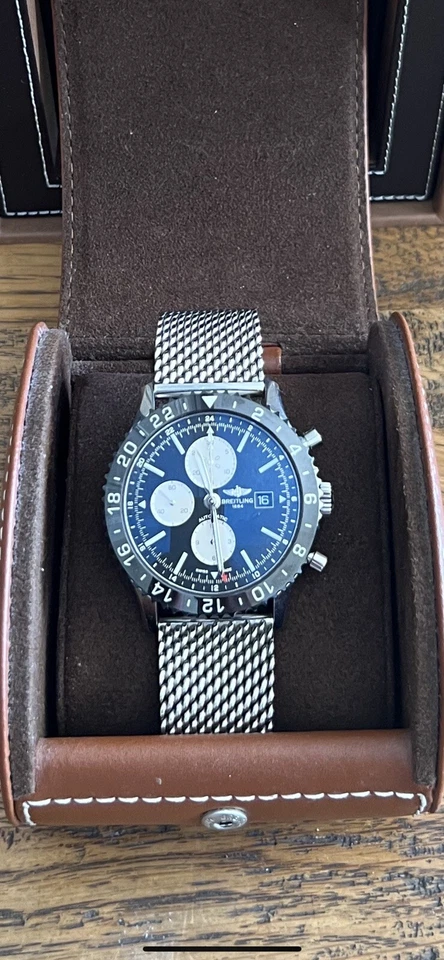 Breitling Chronoliner Men's Black Watch with Stainless Steel Case - Y24310