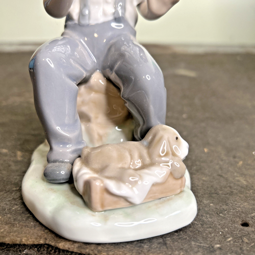 Lladro Nao Daisa 1987 Spain Sitting Boy w/ Puppy Porcelain Figurine Vintage - Picture 2 of 10