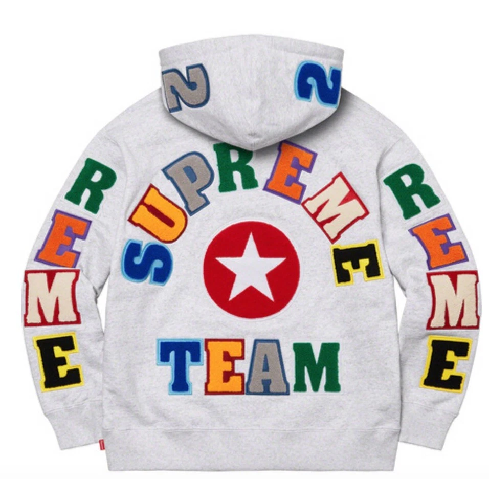Sweat shirt à capuche Supreme Team Chenille gris cendres taille Large