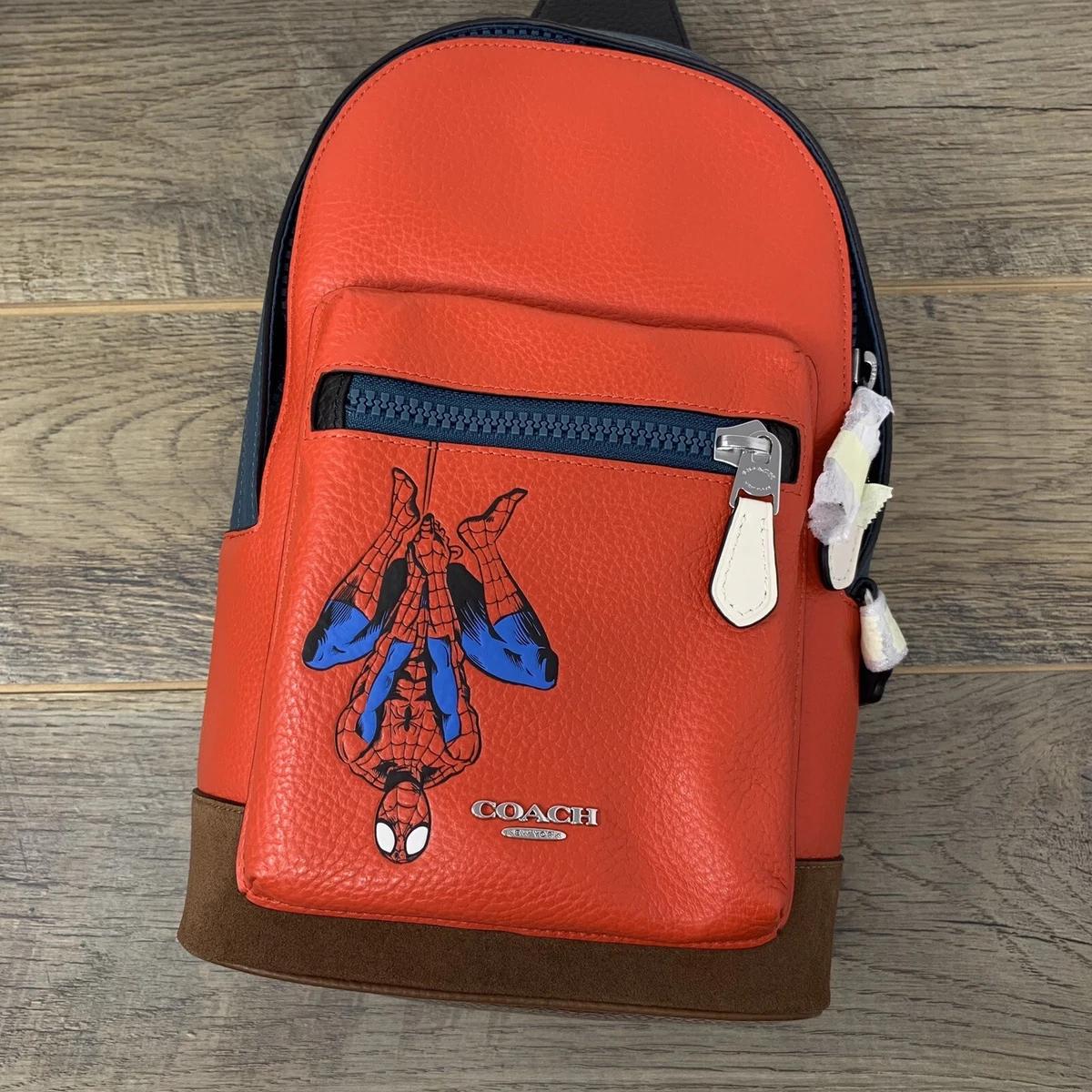 Coach x Marvel Spider Man West Pack Backpack 2407 Red Leather