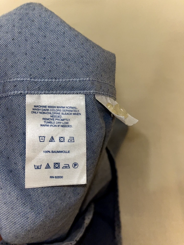 Lands' End Button Up Shirt Boys Blue Blue Dots L/S 100% Baumwolle Cotton 12 TEEN - Image 3 of 4