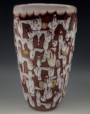 MID CENTURY EAMES ERA FAT LAVA FLOWERS VASE SQUARE SHAPE MID CENTURY EAMES ERA FAT LAVA FLOWERS VASE SQUARE SHAPE
