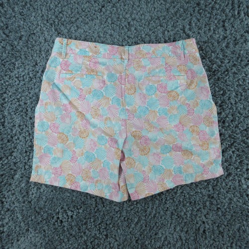 Talbots Shorts Womens 14 Orange Pink Blue Sea Shells Chino 34x6.5* - Picture 12 of 14