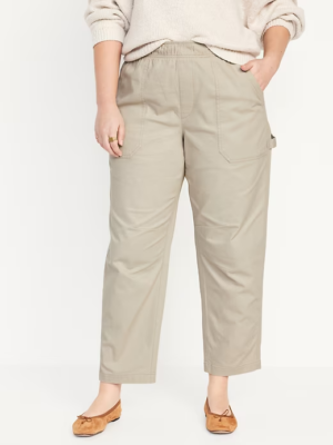 Old Navy High Rise Pulla Utility Pants Womens XXL Beige Pull On