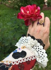  HAND MADE CORSET LACE UP GOTHIC VICTORIAN STYLE EMBELLISHED WRIST CUFF 