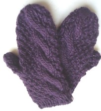 Ladies Women's Fownes Cable Stich Mittens,O/S, Purple