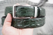 W 1.5 " - Green Genuine CROC LEATHER  Men's Belt