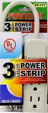 AC 3 Outlet Mini Power Strip Grounded Home Wall Plug 8 inch Cord 1625 Watts 13A