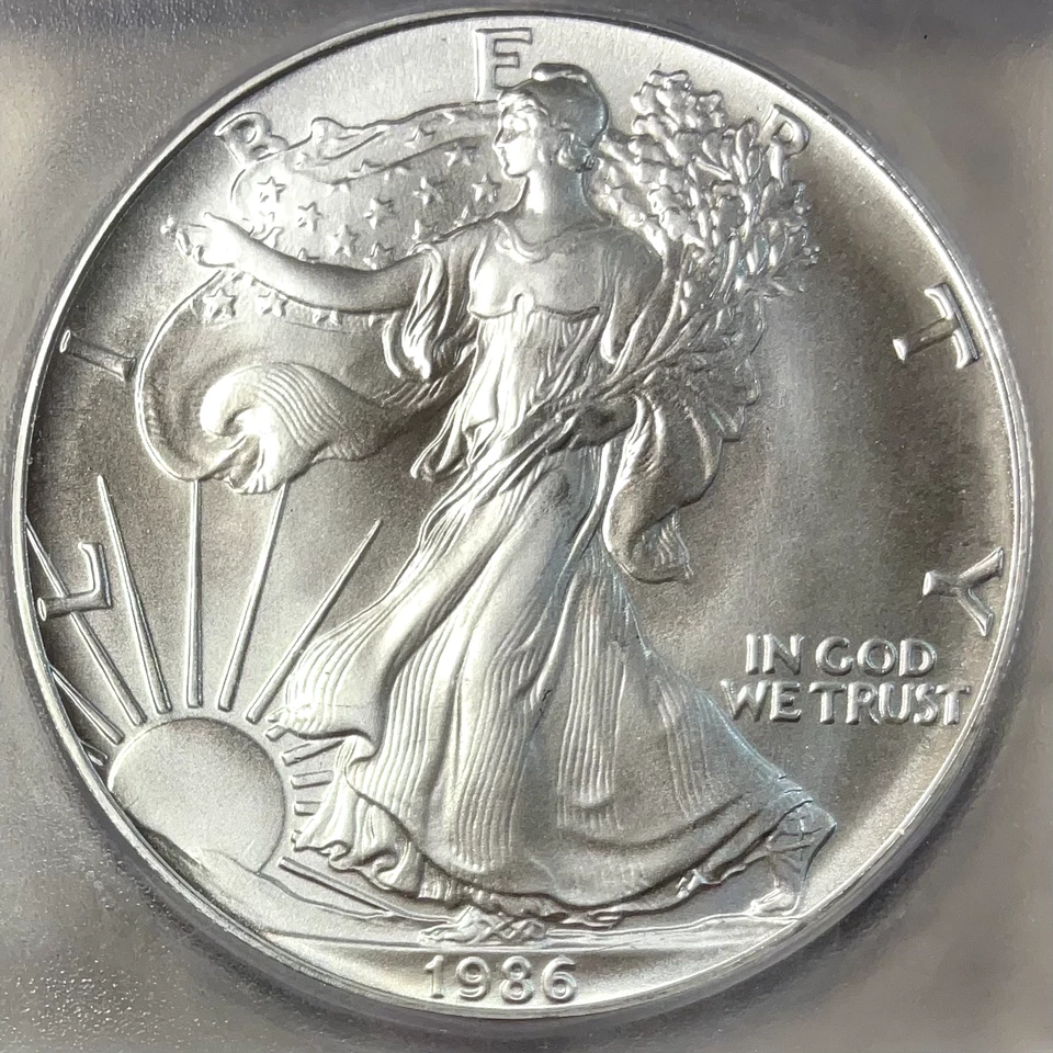 American Silver Eagle 1986 ICG MS70 producción inicial escarchado letrero Austin Hutto Foto 3 de 4