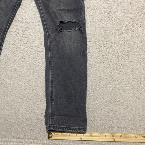 Levi's 501 Mens Jeans sz 26x28 Gray Denim Straight Medium Wash Distressed - Picture 2 of 14
