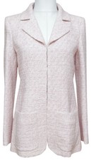 Chanel Blazer Jacket Coat Tweed Pink Ecru Airline Spring 2016 Sz 38 Runway Bnwt