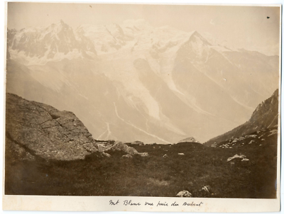 Tirage Albuminé Vintage Du Mont Blanc à Chamonix - Vue De La Flégère, Circa 1880