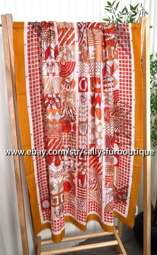 Sallys Cashmere Ring Scarf Wrap Shawl Geometric Print Soft Thin Delicate 78"*39" - Picture 11 of 29