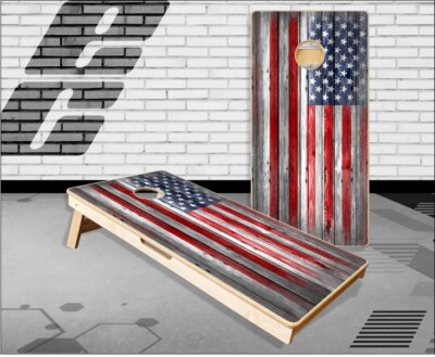American Flag Wood Scratch Cornhole Boards Bean Bag Toss Game