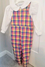 Vintage Kelly's Kids Overalls Romper And Button Up Blouse Set Size 4T