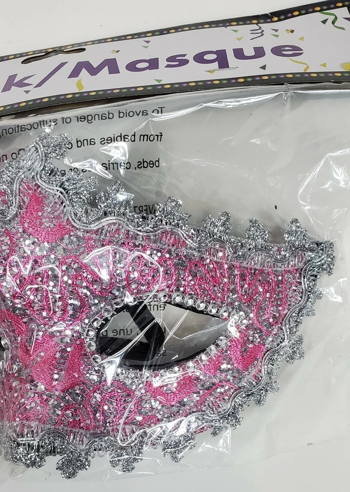 Máscara Máscara Festival de Veneza Mardi Gras Masquerade Pedra Rosa - Imagem 3 de 4