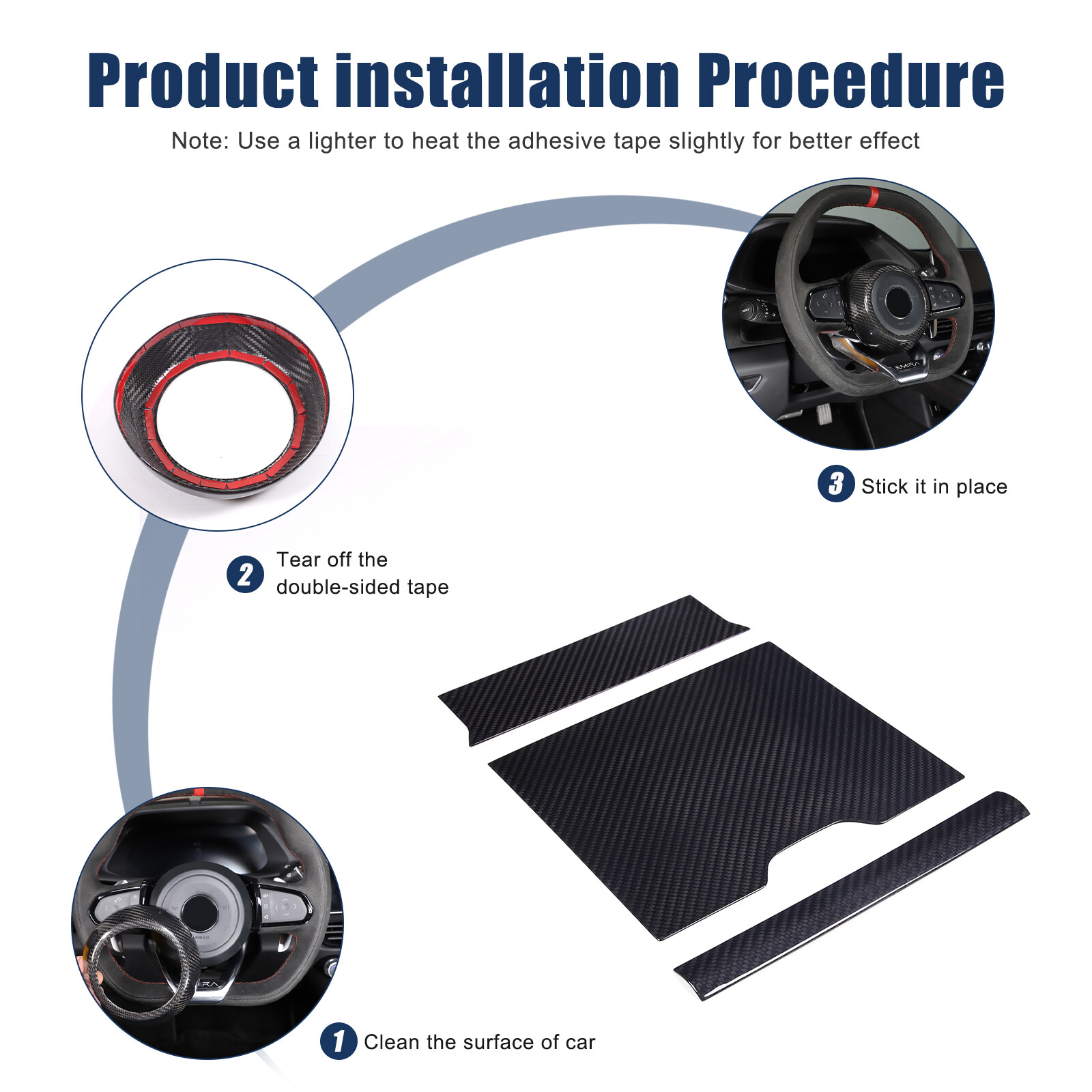Real Carbon Fiber Steering Wheel Center Surround Cover For Lotus EMIRA 22-24 US