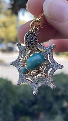 Juicy Couture GLOW IN THE DARK PAVE SPIDER WEB CHARM HALLOWEEN NEW TURQUOISE