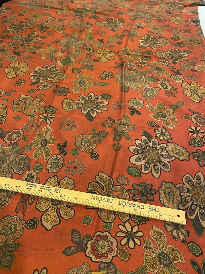 Pure Gambiered 100% Silk twill Fabric 2yds Natural Dye Fall Thanksgiving Holiday - Image 2 of 4