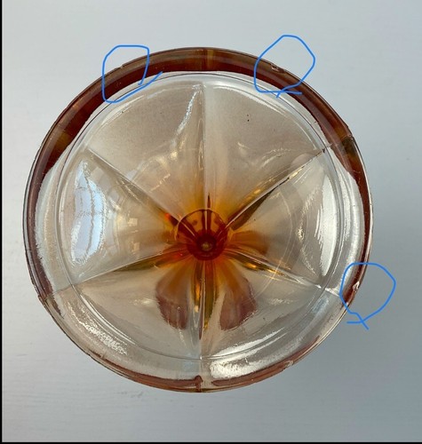 Carnival Glass Candlestick Holders Pair Marigold To Orange Ombré Effect Flaws - Picture 10 of 10