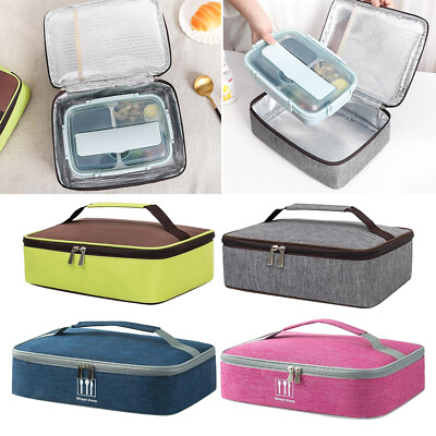 Thermische lunchtasche schule arbeit isolierte lunchbox doppel reiß verschluss