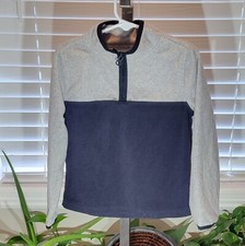 OshKosh B  gosh Fleece Zipper Jacket Sweater Gray Grey Navy Blue Stripe Boys 5 5T